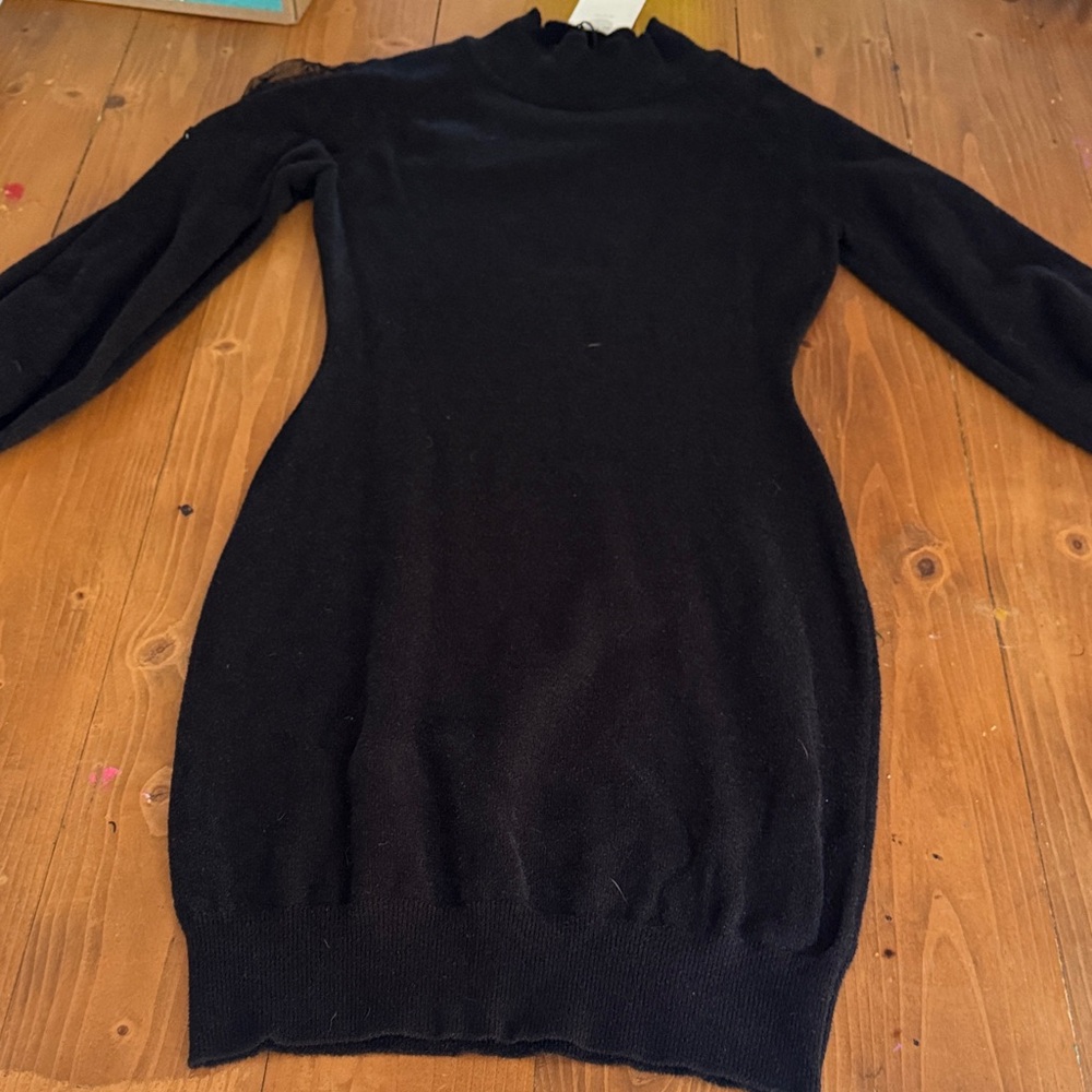 Black Long Sleeve Sweater Dress‎